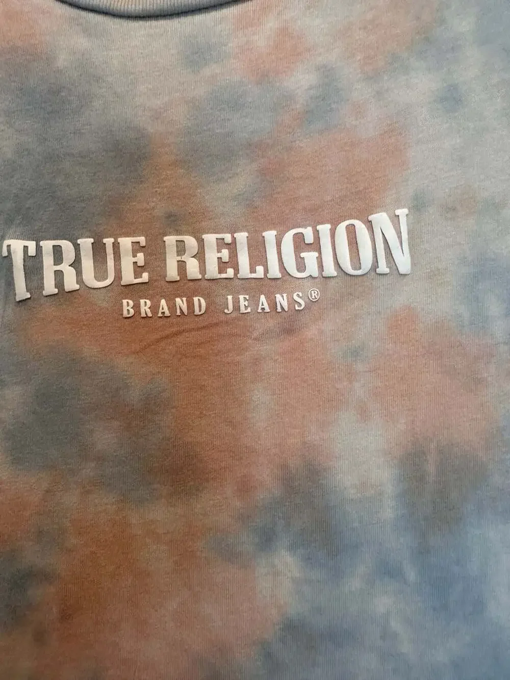 True Religion Brand Jeans Tie-Dye Short Sleeve Center Logo T-Shirt Size L